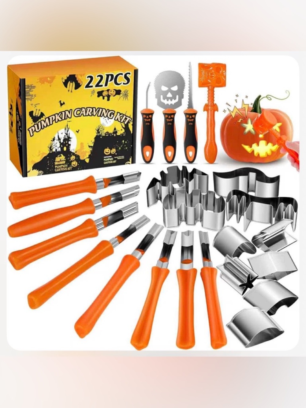 Source Unknown 22-Piece Pumpkin Carving Kit in Orange and Silver